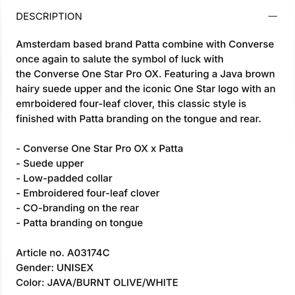 Converse X Patta One Star Pro OX *NWT* - Picture 11 of 15